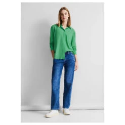 Street One Damen Langarm Bluse Striped Fresh Green -Wellensteyn Shop street one striped shirtcollar gruen 25376 model