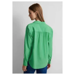 Street One Damen Langarm Bluse Striped Fresh Green -Wellensteyn Shop street one striped shirtcollar gruen 25376 model hinten