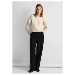 Street One Damen 3/4 Arm Shirt Structure Mix Lucid White -Wellensteyn Shop street one structure mix 3 4 arm shirt beige 14451 model