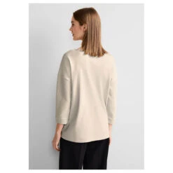 Street One Damen 3/4 Arm Shirt Structure Mix Lucid White -Wellensteyn Shop street one structure mix 3 4 arm shirt beige 14451 model hinten
