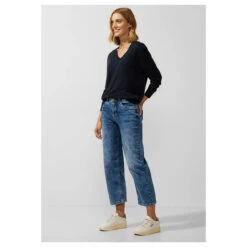 Street One V-neck Pullover Deep Blue 10 Street One V-neck Pullover Deep Blue -Wellensteyn Shop street one v neck sweater blau 11238 front