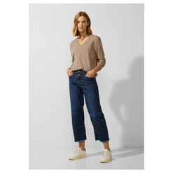 Street One V-neck Pullover Bleached Sand Melange 10 Street One V-neck Pullover Bleached Sand Melange -Wellensteyn Shop street one v neck sweater pullover beige 14960 ansicht model