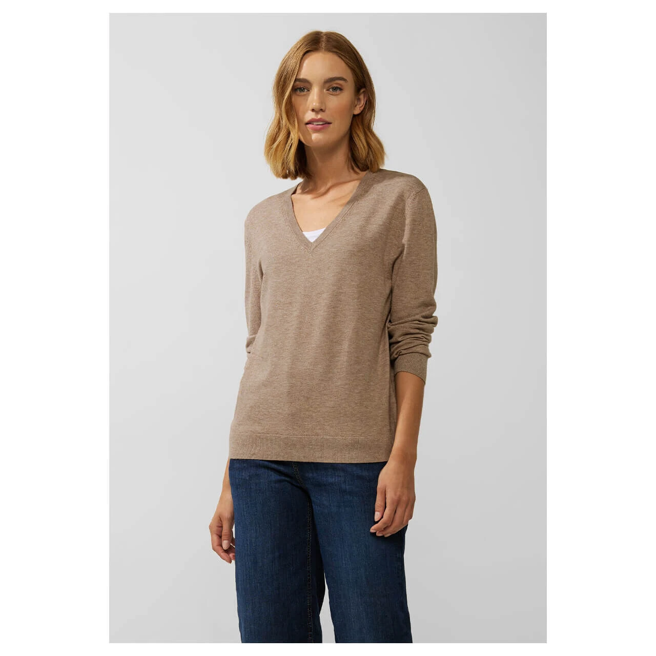 Street One V-neck Pullover Bleached Sand Melange 4 Street One V-neck Pullover Bleached Sand Melange – Bild 2