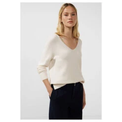 Wellensteyn Shop -Wellensteyn Shop street one v neck sweater pullover weiss 14959 front