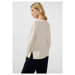 Street One Damen Pullover V-neck Cream White Melange -Wellensteyn Shop street one v neck sweater pullover weiss 14959 seite