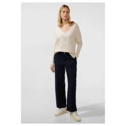 Street One Damen Pullover V-neck Cream White Melange -Wellensteyn Shop street one v neck sweater pullover weiss 14959 vorne