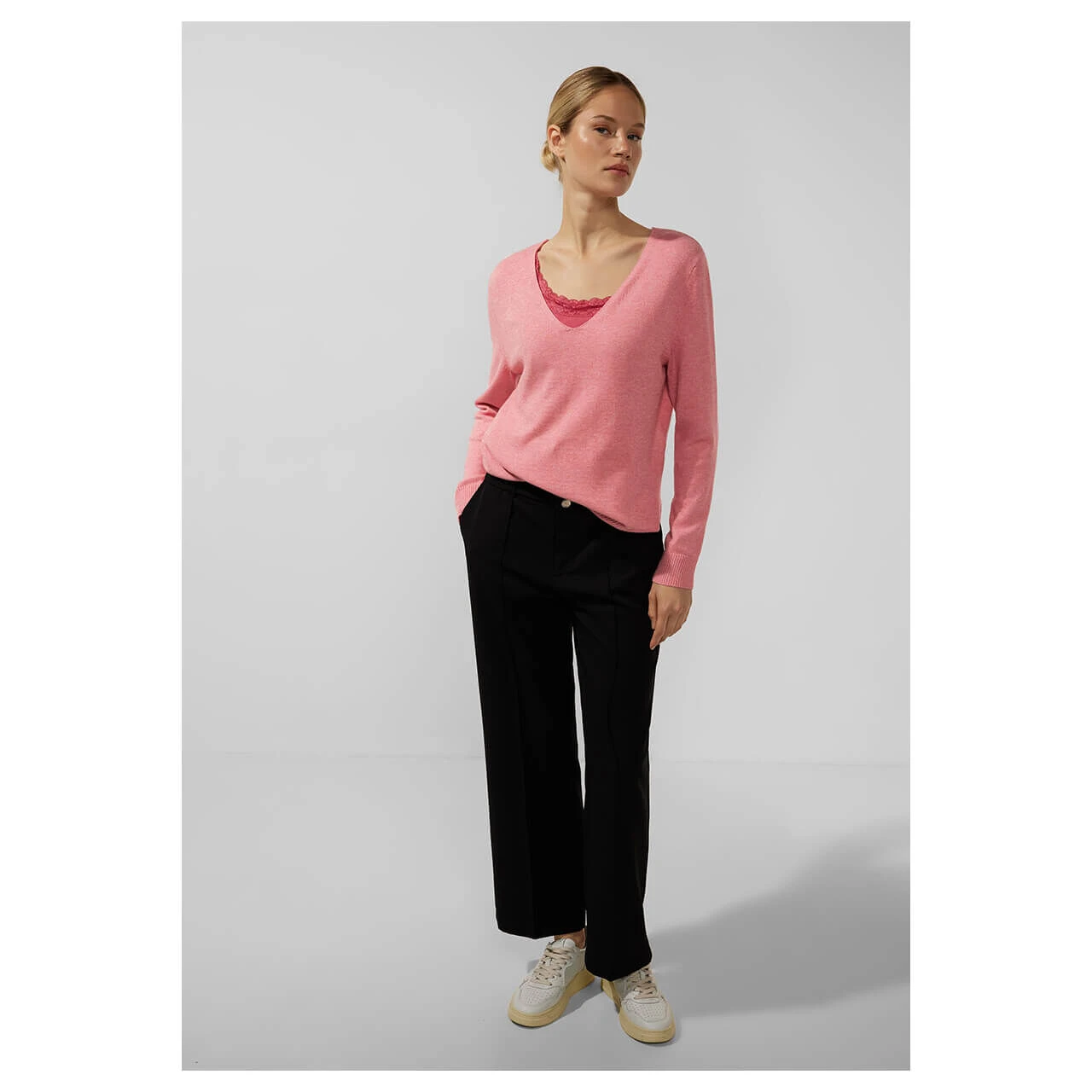 Street One Damen Pullover V-neck Legend Rose Melange 5 Street One Damen Pullover V-neck Legend Rose Melange – Bild 3