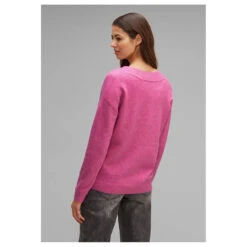 Street One Damen Pullover V-neck Sweater Cozy Pink Melange 10 Street One Damen Pullover V-neck Sweater Cozy Pink Melange -Wellensteyn Shop street one v neck sweater rosa 15310 model hinten