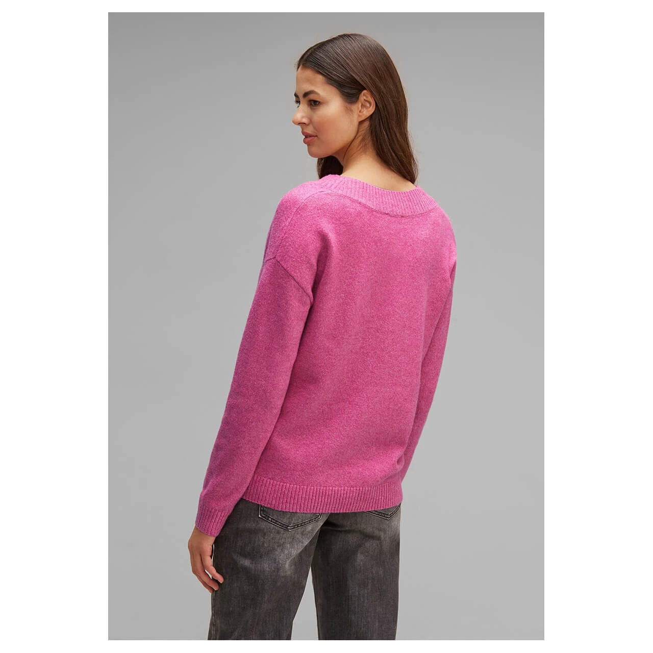 Street One Damen Pullover V-neck Sweater Cozy Pink Melange 5 Street One Damen Pullover V-neck Sweater Cozy Pink Melange – Bild 3